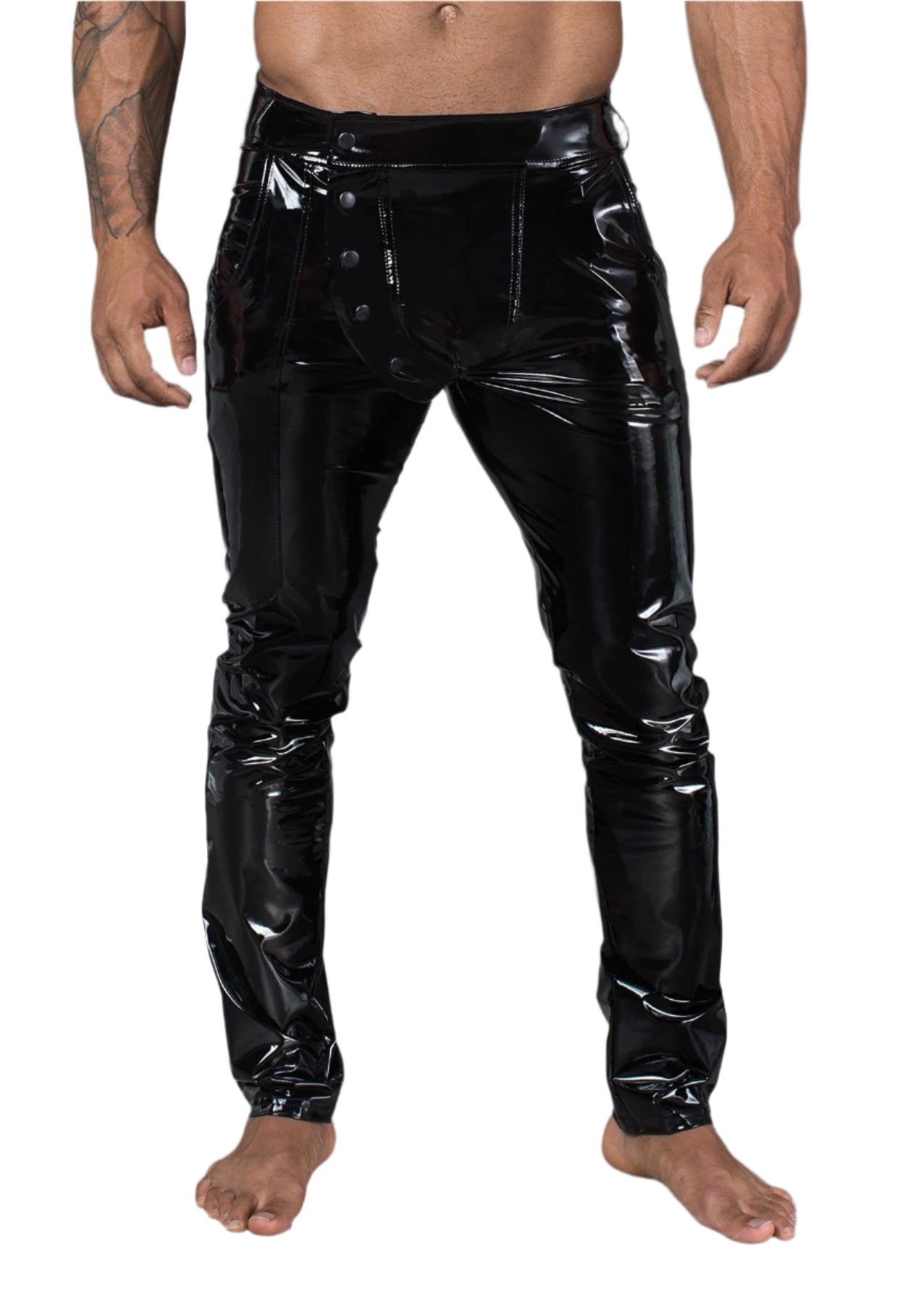 Long Black Elastic PVC Pants for Men with Front Snaps > Clothes > Mens Latex - Tophatter Daily Deals