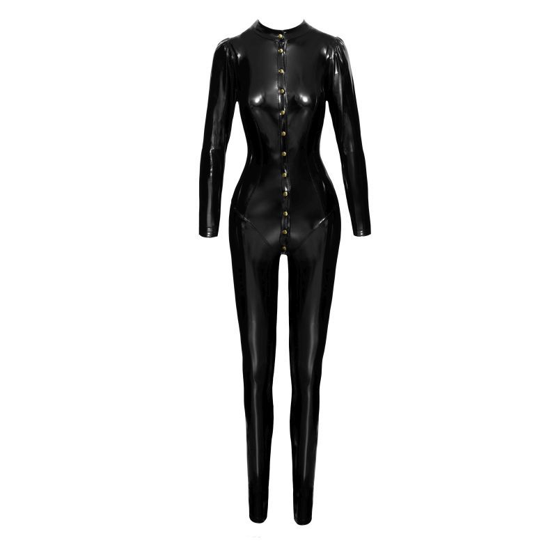 Long Button-Up PVC Overall Lingerie With Curved Seam Design > Clothes > Womens Latex - Tophatter Daily Deals