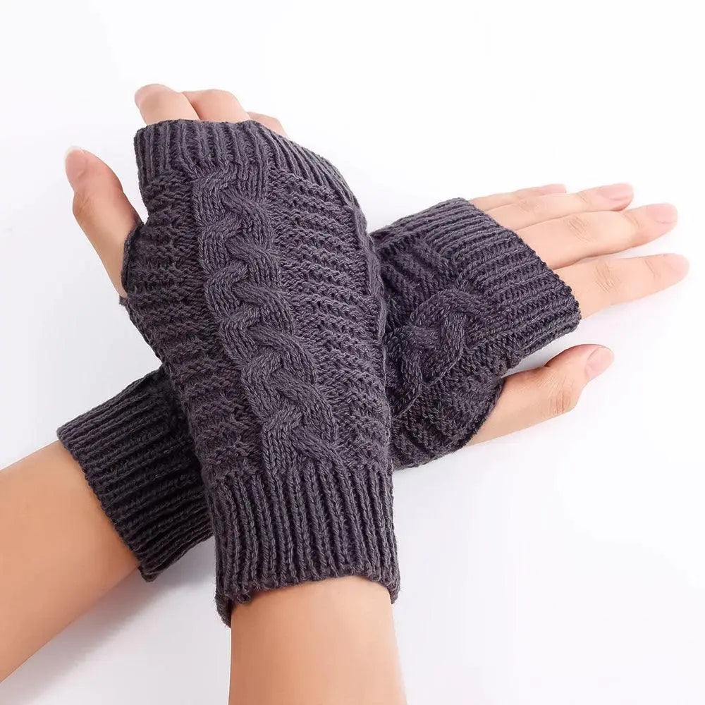 Long Fingerless Gloves Women‘s Mitten Winter Arm Warmer Knitted Arm Sleeve Fine Casual Soft Girls Goth Clothes Punk Gothic Glove short - Dark grey - Tophatter Daily Deals