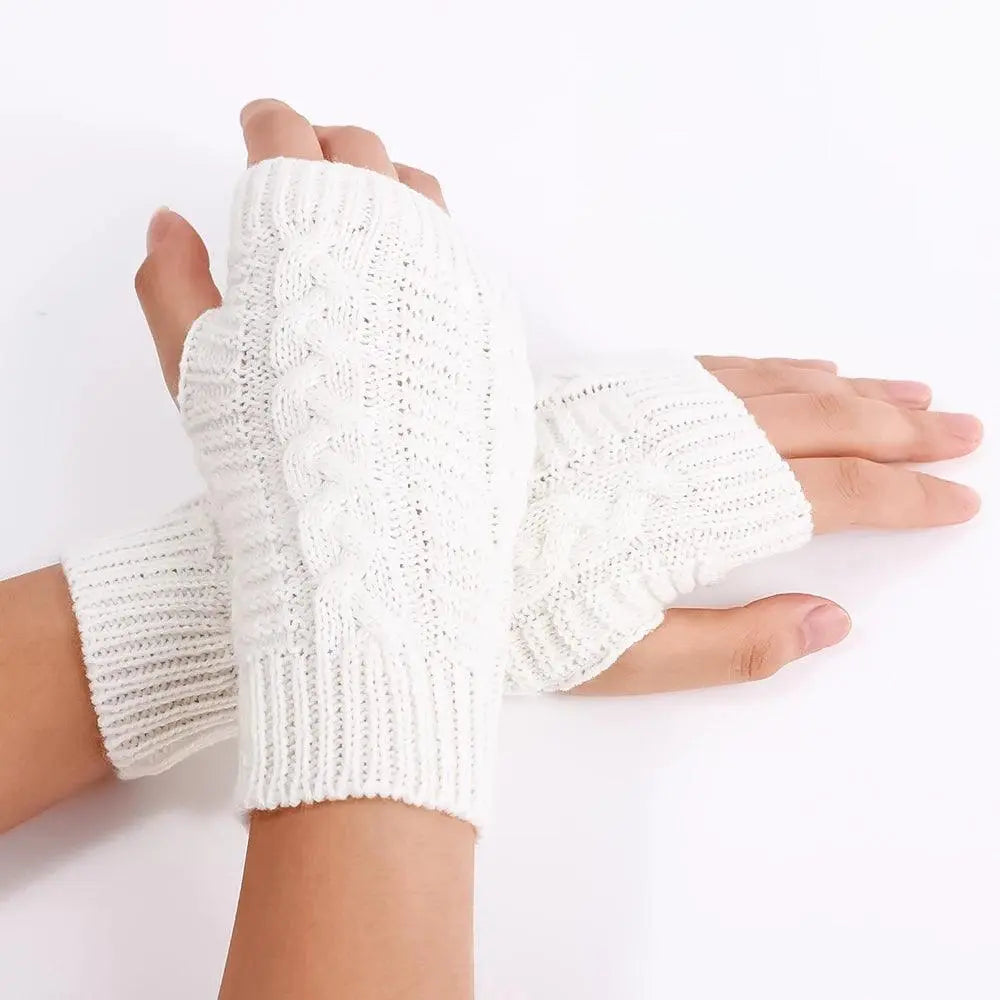 Long Fingerless Gloves Women‘s Mitten Winter Arm Warmer Knitted Arm Sleeve Fine Casual Soft Girls Goth Clothes Punk Gothic Glove short - White - Tophatter Daily Deals