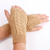 Long Fingerless Gloves Women‘s Mitten Winter Arm Warmer Knitted Arm Sleeve Fine Casual Soft Girls Goth Clothes Punk Gothic Glove short - khaki - Tophatter Daily Deals