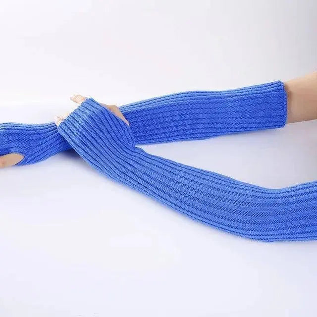 Long Fingerless Gloves Women‘s Mitten Winter Arm Warmer Knitted Arm Sleeve Fine Casual Soft Girls Goth Clothes Punk Gothic Glove - Tophatter Daily Deals