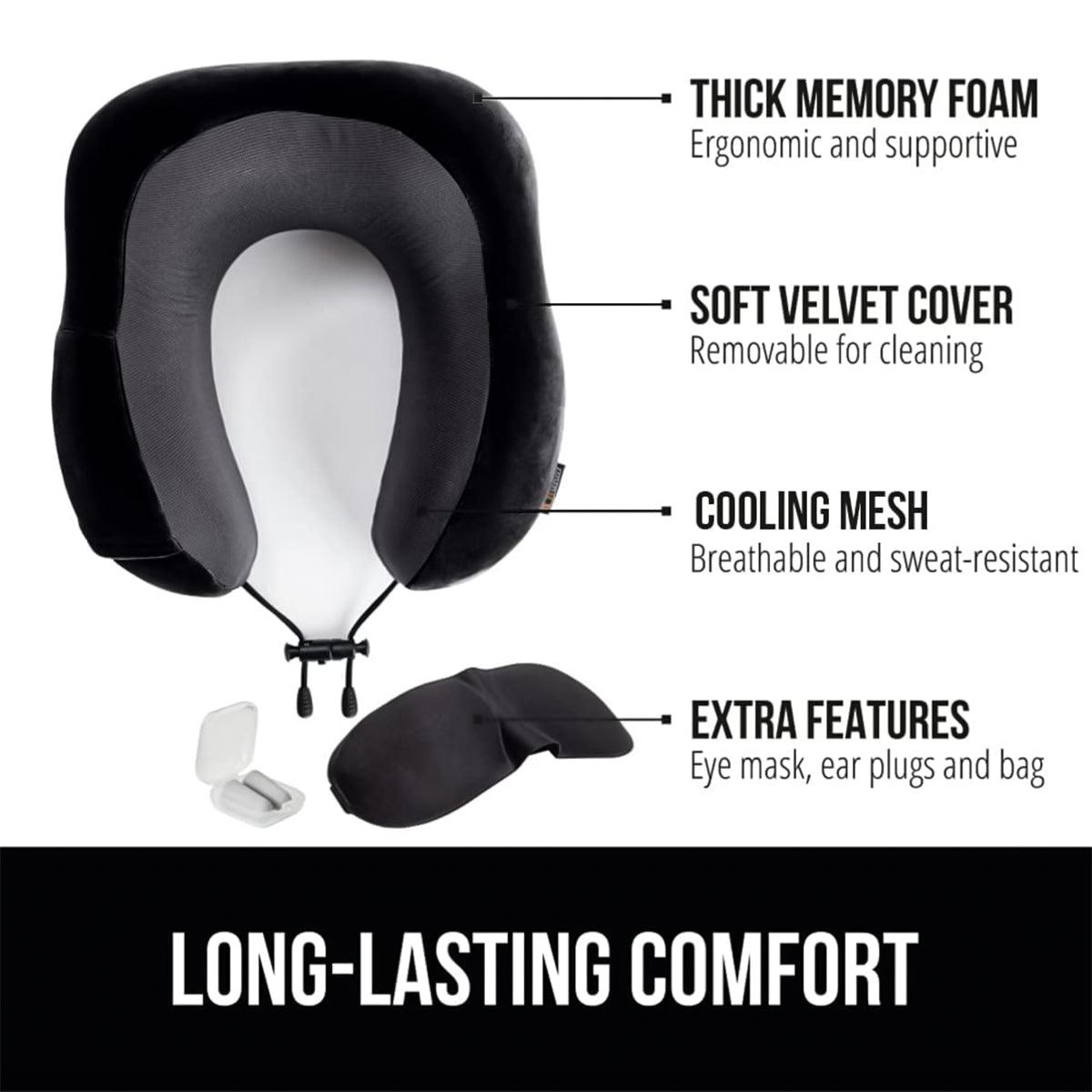 Neck Pillow for Travel - Memory Foam U Shaped Travel Pillow Neck Support Soft Head Rest Car Plane Health Care - Tophatter Daily Deals