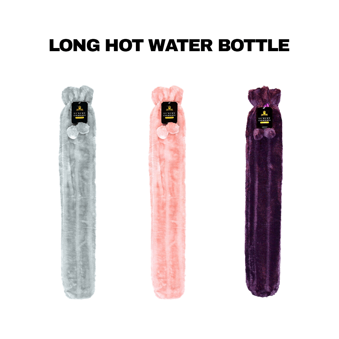 Hot Water Bottle With Cover - Long Hot Water Bottle With Fluffy Cover 2 Litre Extra Long Personal Care - Tophatter Daily Deals