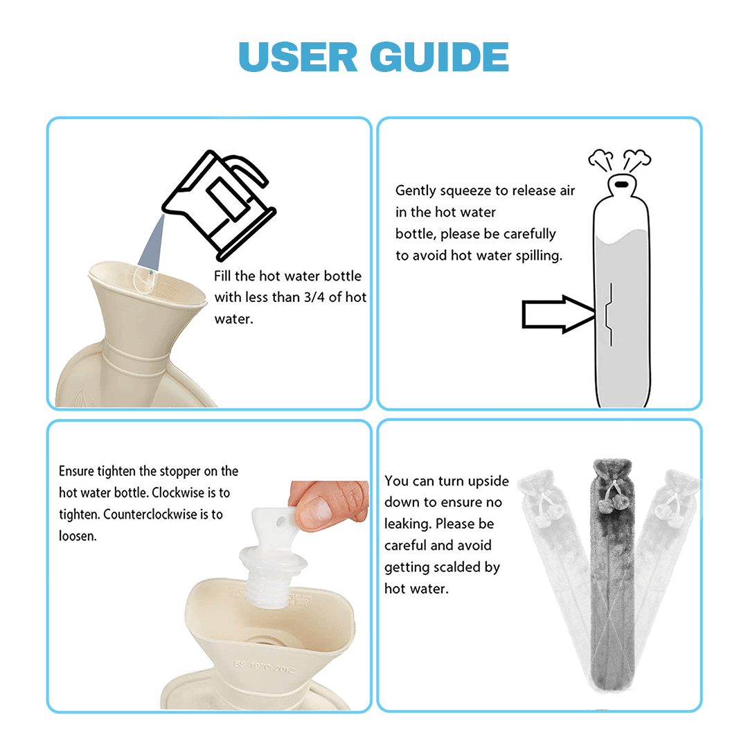 Hot Water Bottle With Cover - Long Hot Water Bottle With Fluffy Cover 2 Litre Extra Long Personal Care - Tophatter Daily Deals