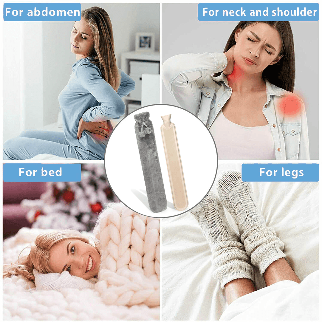 Hot Water Bottle With Cover - Long Hot Water Bottle With Fluffy Cover 2 Litre Extra Long Personal Care - Tophatter Daily Deals