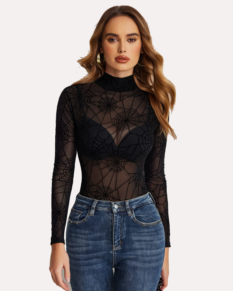 Long Sleeve Sheer Bodysuit (DE Only) Lingeries-Bodysuits - Tophatter Daily Deals