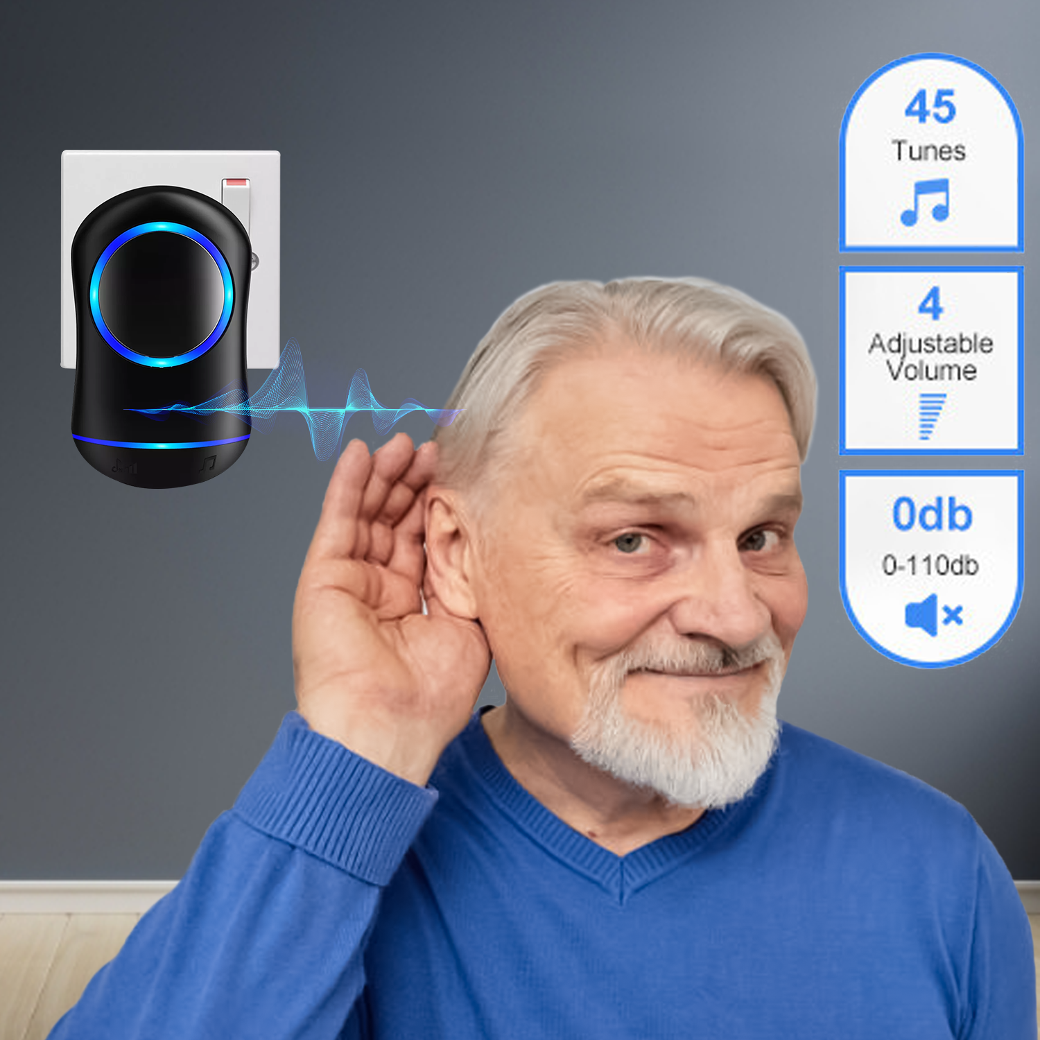 Wireless Door Bell – Waterproof 1000ft Long Range Plug in Home Cordless Doorbell Wireless Door Bell - Tophatter Daily Deals