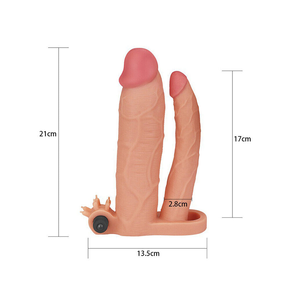 Lovetoy Vibrating Double Extender (Flesh Pink) – 3 Inch Vibrating Penis Extender > Sex Toys For Men > Penis Sleeves - Tophatter Daily Deals