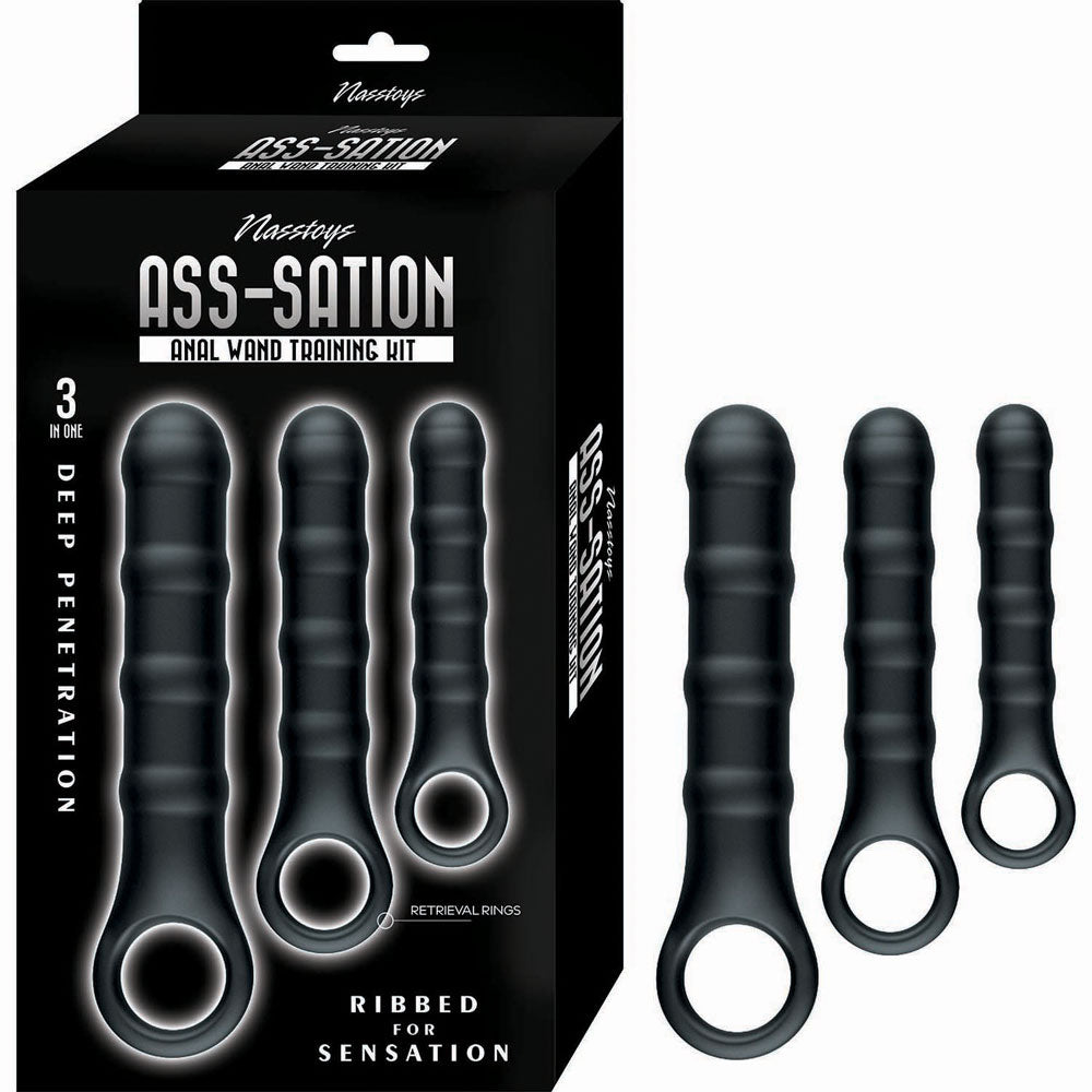 Nasstoys Ass-Sation Anal Wand Training Kit (Black) – 3-Piece Butt Plug Set > Anal Range > Anal Probes - Tophatter Daily Deals