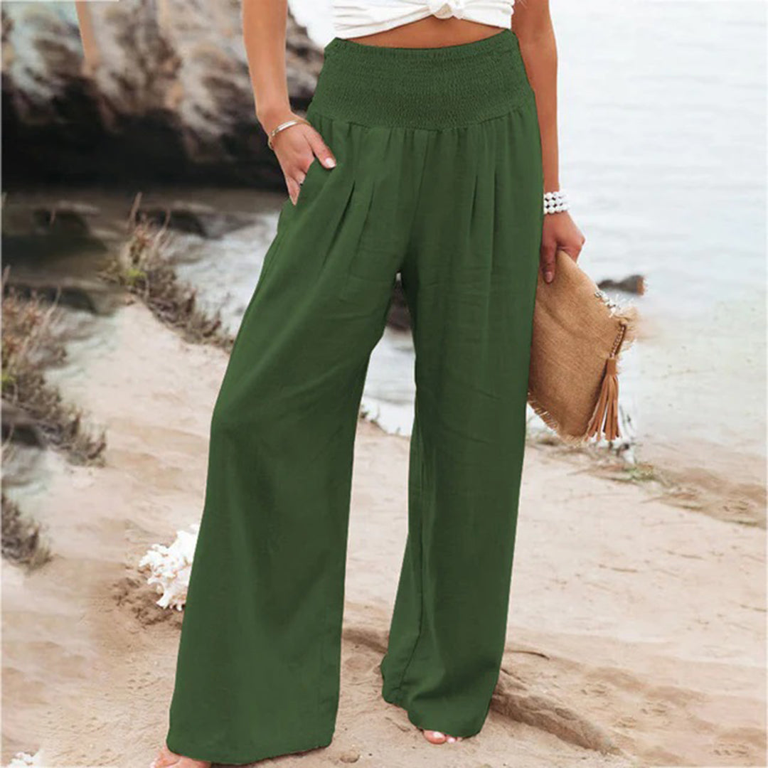 Breathable women's wide-leg pants – relaxed fit, lightweight material, for summer activities dark green Casual pants - Tophatter Daily Deals