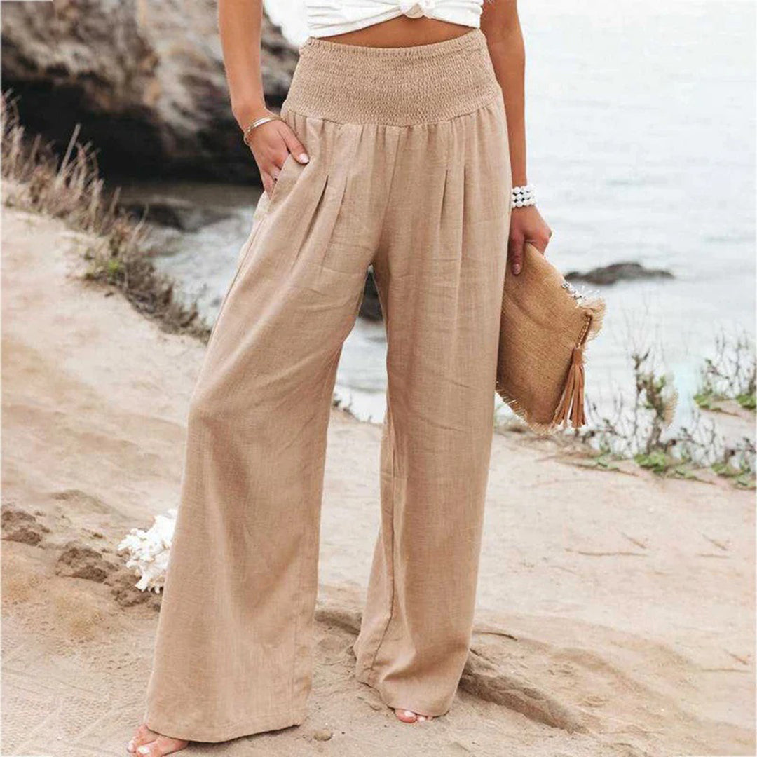 Breathable women's wide-leg pants – relaxed fit, lightweight material, for summer activities Khaki Casual pants - Tophatter Daily Deals