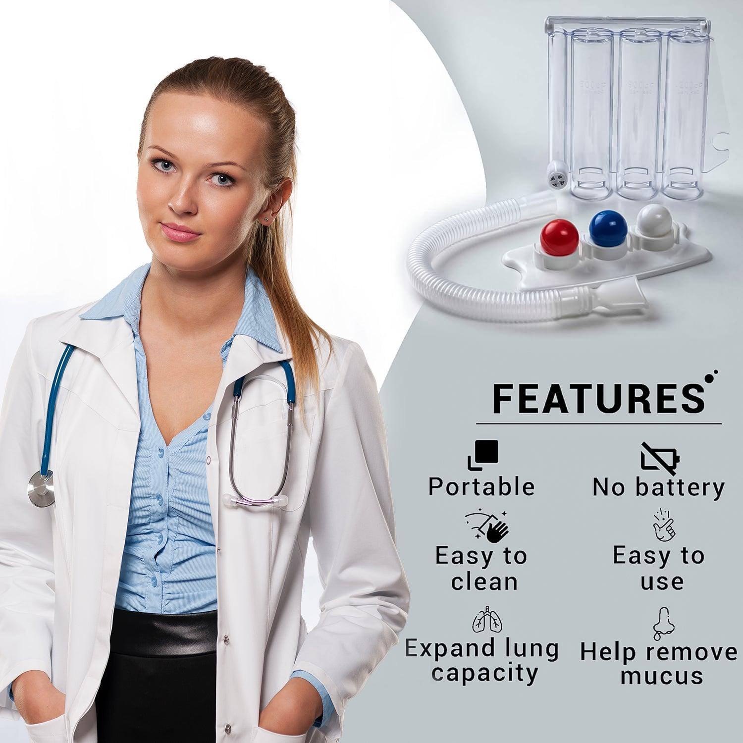 Best Lung Exercise Device - Three-ball Breathing Trainer Incentive Spirometer Lung Respiratory Exerciser Health Care - Tophatter Daily Deals