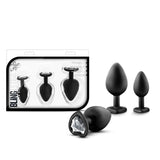 Luxe Bling Plugs Training Kit Black With Clear Gems - 3 Sizes > Anal Range > Butt Plug Kits - Tophatter Daily Deals