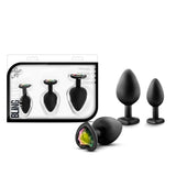 Luxe Bling Plugs Training Kit Black With Rainbow Gems 3 Sizes > Anal Range > Butt Plug Kits - Tophatter Daily Deals