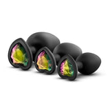 Luxe Bling Plugs Training Kit Black With Rainbow Gems 3 Sizes > Anal Range > Butt Plug Kits - Tophatter Daily Deals
