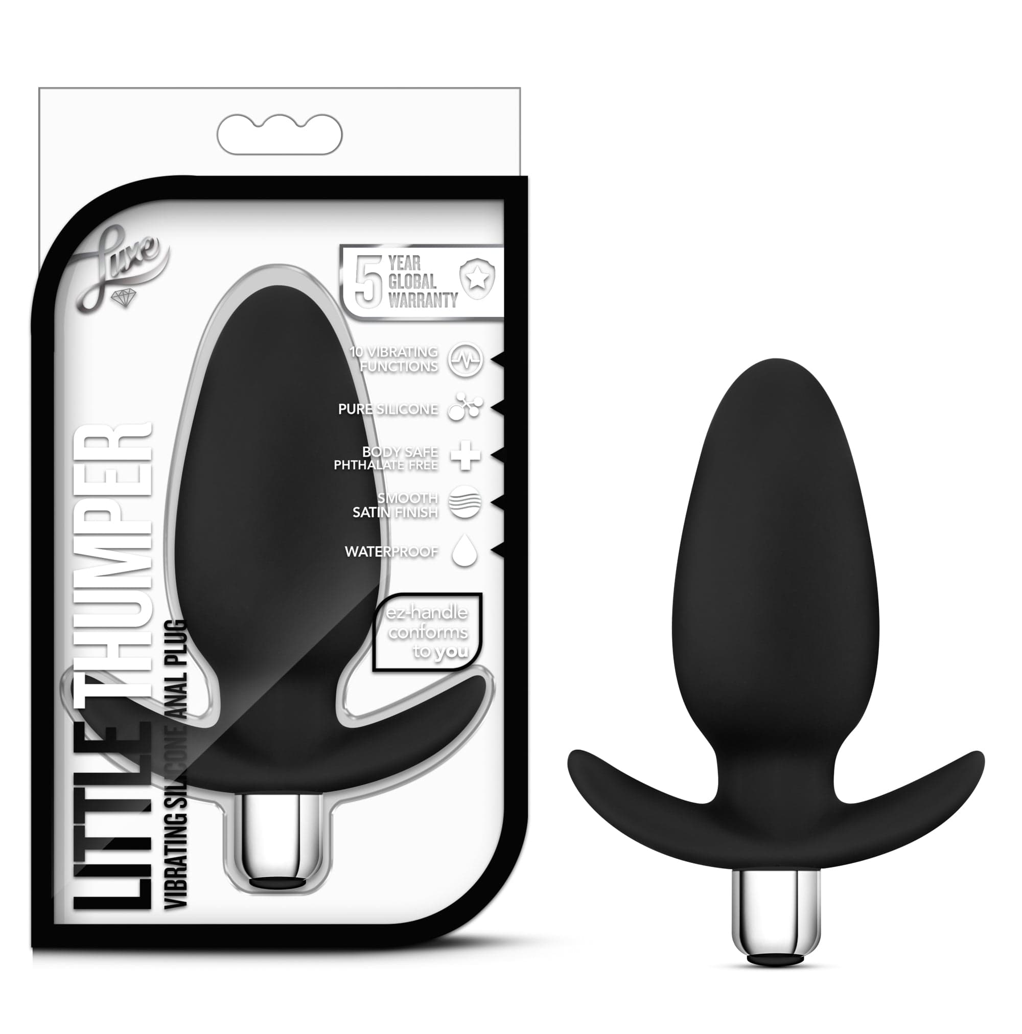 Luxe Little Thumper Black Vibrating Anal Plug 4 Inch > Anal Range > Vibrating Butt Plugs - Tophatter Daily Deals