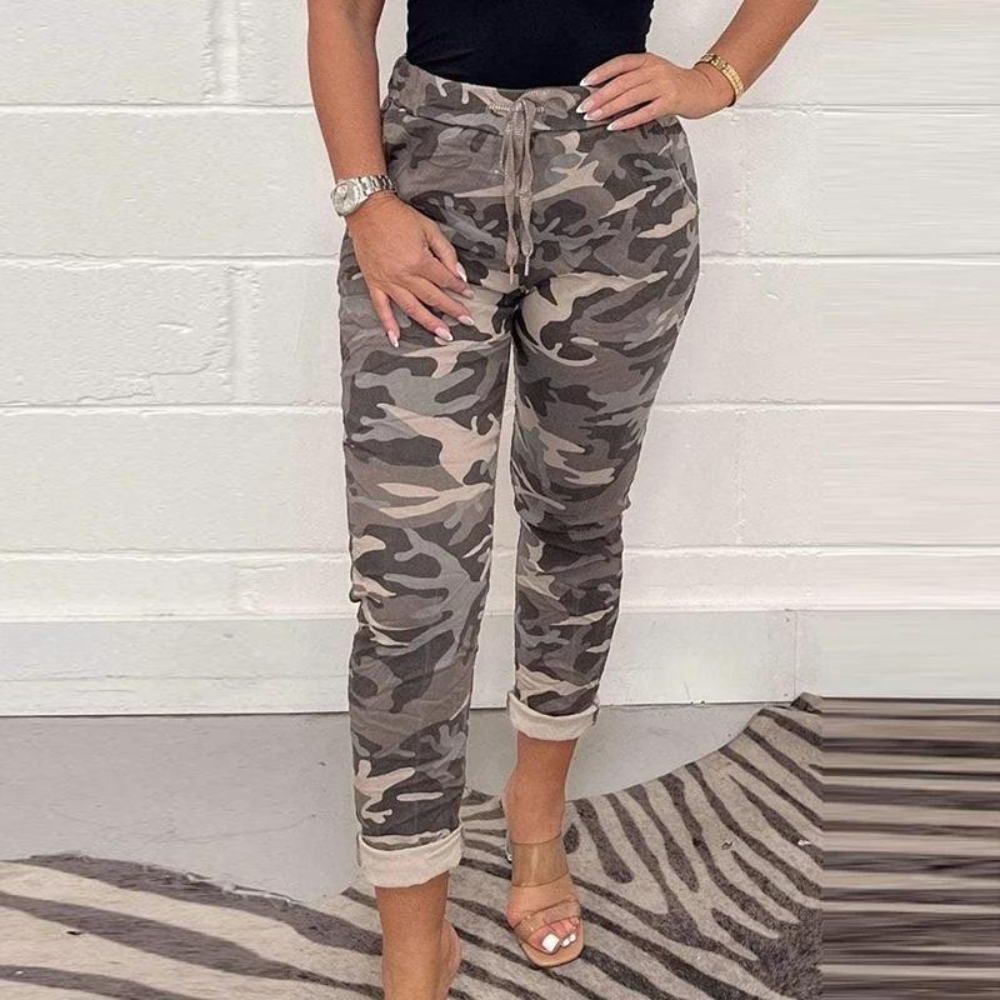 Lightweight women's camo joggers – comfortable camouflage design, cotton, for summer Khaki Camouflage Women's trousers - Tophatter Daily Deals