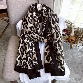 Lightweight Women’s Leopard Scarf - Fringed Knit, Soft - Tophatter Daily Deals
