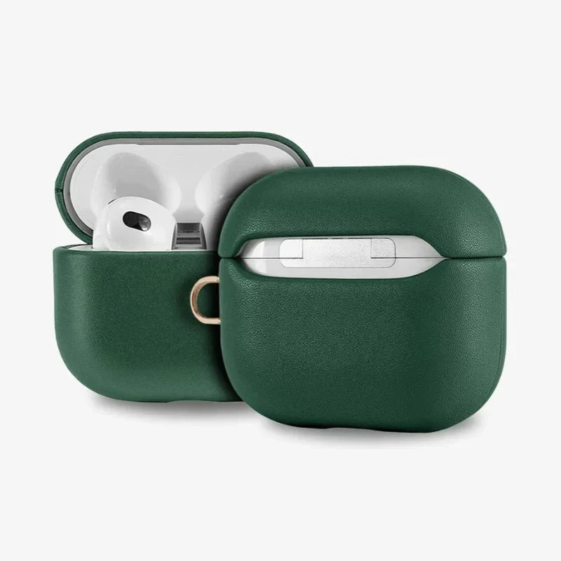 AirPods Case Genuine Leather Protective Luxury Sleeve Green - Tophatter Daily Deals