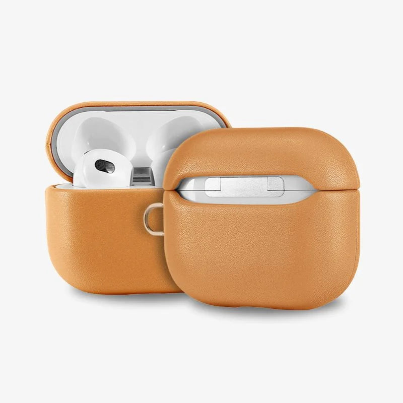 AirPods Case Genuine Leather Protective Luxury Sleeve Dark Orange - Tophatter Daily Deals
