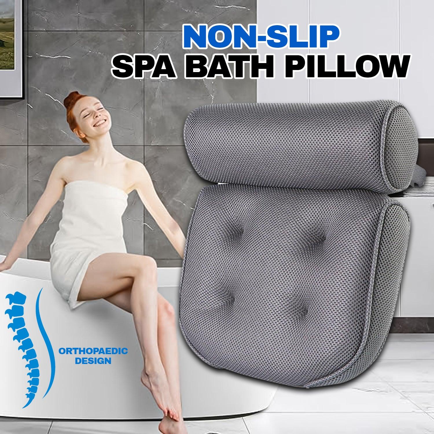 Luxury Bathtub Pillow - Spa Bath Pillow Non-Slip Comfortable Bathtub Headrest Cushion Premium Waterproof Neck Back 4D Mesh Bath Pillows - Tophatter Daily Deals
