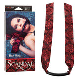 Scandal Bar Gag with Black PVC Plastic Bar and Red Black Brocade Double-Padded Strap > Bondage Gear > Gags and Bits - Tophatter Daily Deals