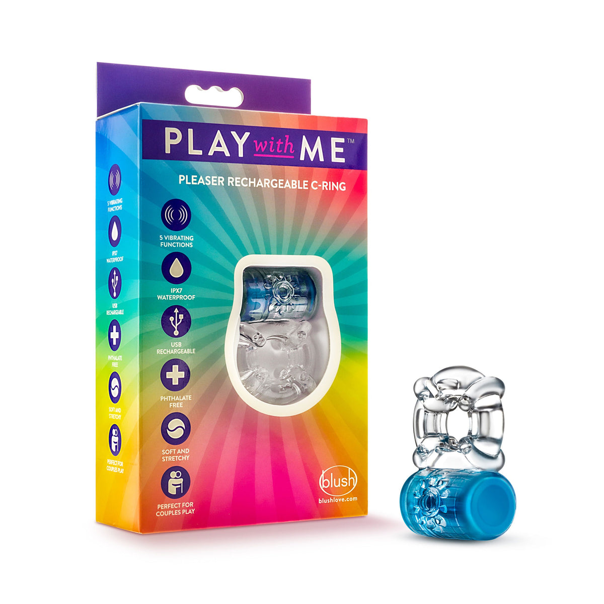 Play With Me Pleaser Cock Ring Blue > Cock Ring > Vibrating - Tophatter Daily Deals
