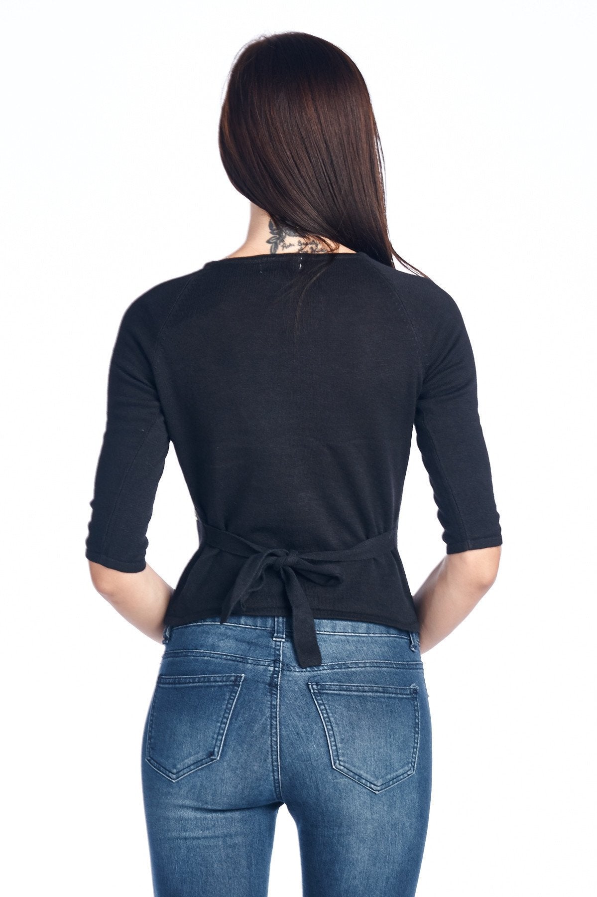 Women's Floral Embroidered Tie-Back Crop Sweater Sweater - Tophatter Daily Deals