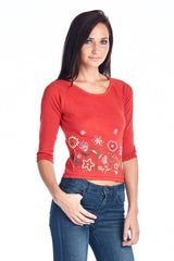 Women's Floral Embroidered Tie-Back Crop Sweater Sweater - Tophatter Daily Deals