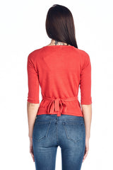 Women's Floral Embroidered Tie-Back Crop Sweater Sweater - Tophatter Daily Deals