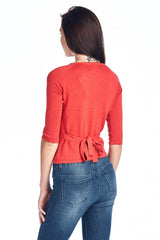 Women's Floral Embroidered Tie-Back Crop Sweater Sweater - Tophatter Daily Deals