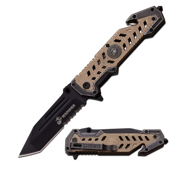 U.S. MARINES BY MTECH USA SPRING ASSISTED KNIFE 5" - Tophatter Daily Deals