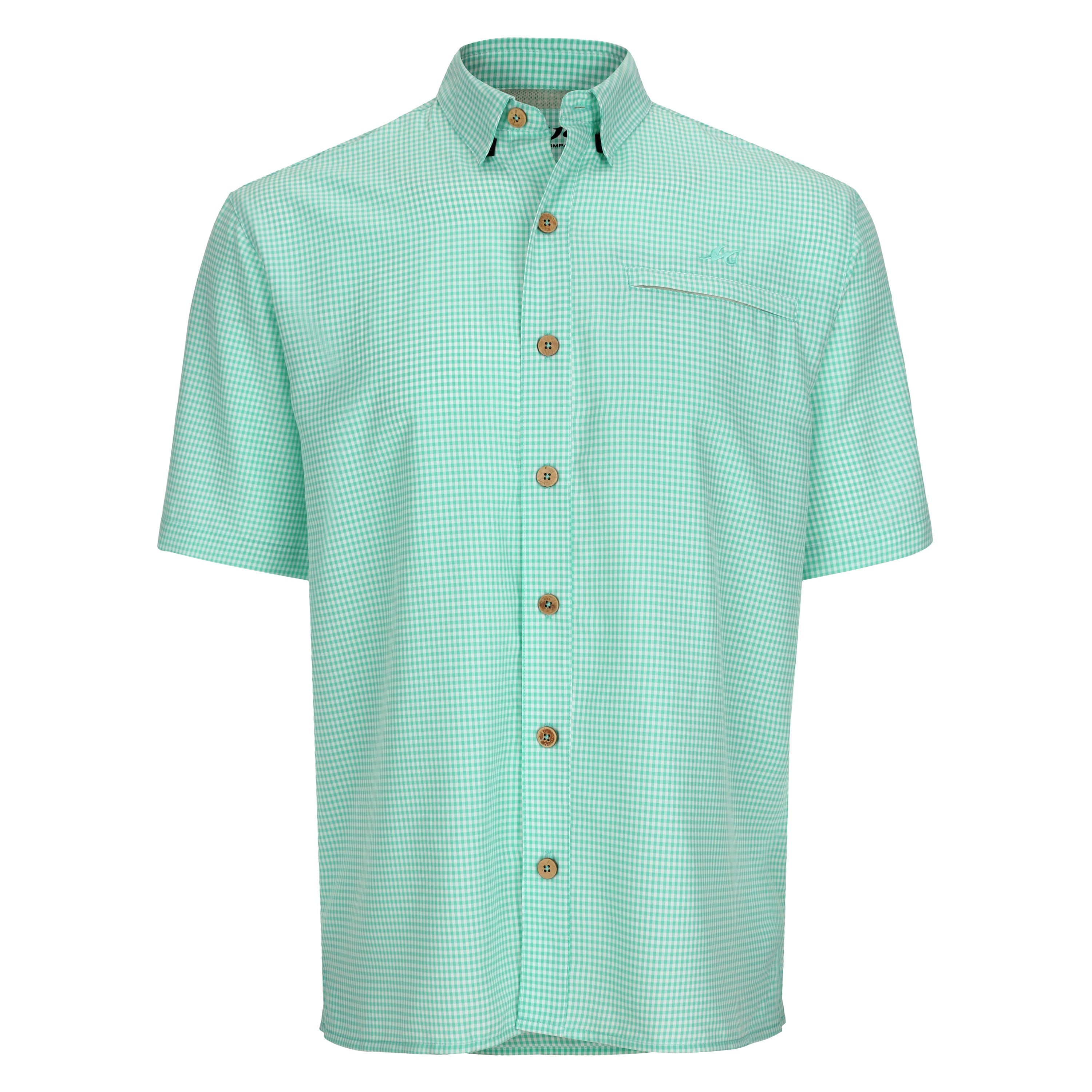 Mojo Sportswear Company Mr. Big Sport Check Short Sleeve Men's Fishing Shirt Skiff Green Polos - Tophatter Daily Deals