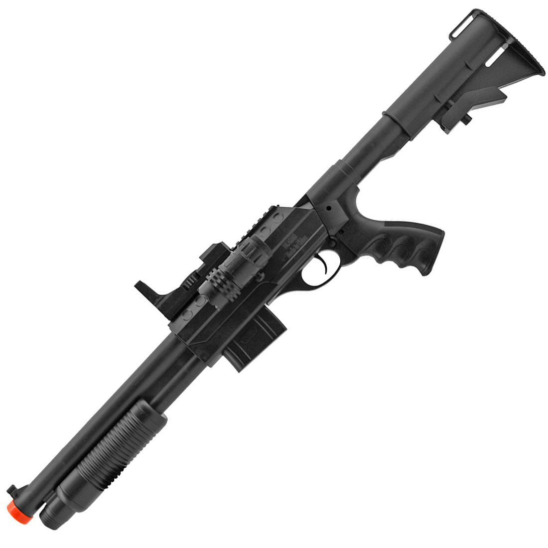 M0581C Spring Shotgun With Pressure Switch Laser And Mock Red Dot Scope Collectible Weapons - Tophatter Daily Deals
