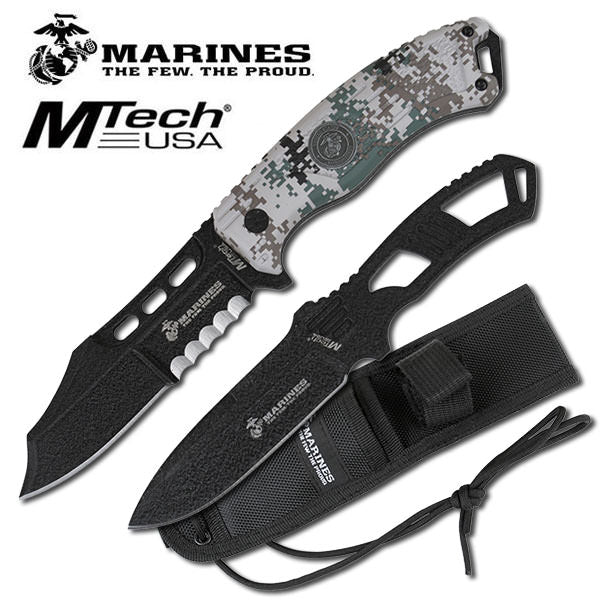 Digital Camo USMC Marines Grunt Fixed Blade Knife Thrower Set - TOPHATTER'S ARMORY DEALS Collectible Weapons - Tophatter Daily Deals