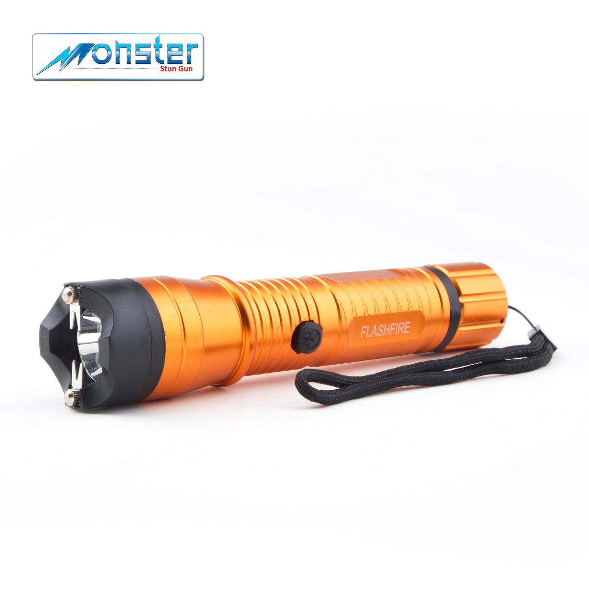 Monster Orange FlashFire Dual-Spark Stun Gun Flashlight, 16 Million Volts, Rechargeable - Tophatter's Guns'N'Weapons Store Collectible Weapons - Tophatter Daily Deals