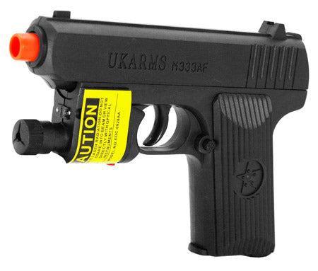 UK ARMS 6.5" Black Plastic Airsoft Pistol Hand Gun Laser 160FPS - Tophatter Daily Deals