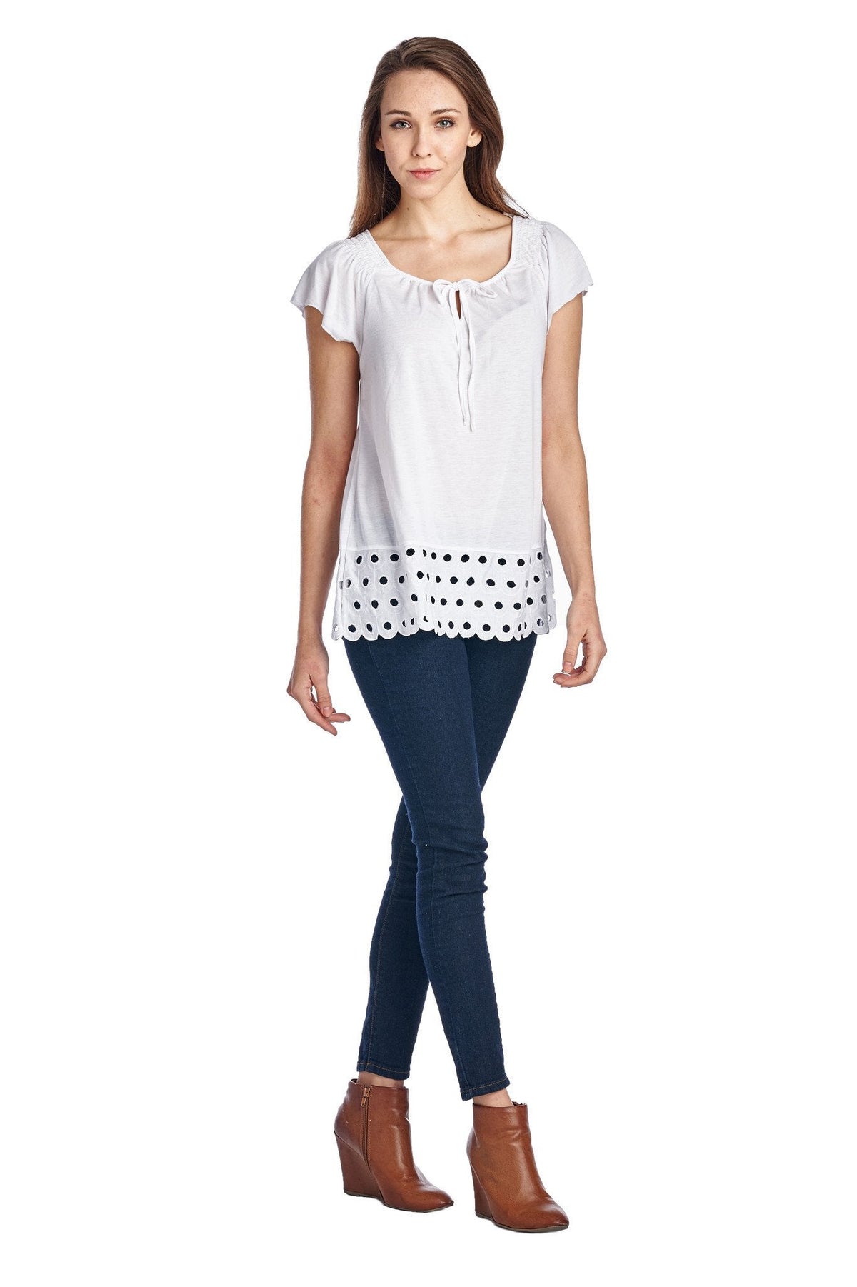 Women's Jersey Keyhole Top with Hem Detail Tops - Tophatter Daily Deals