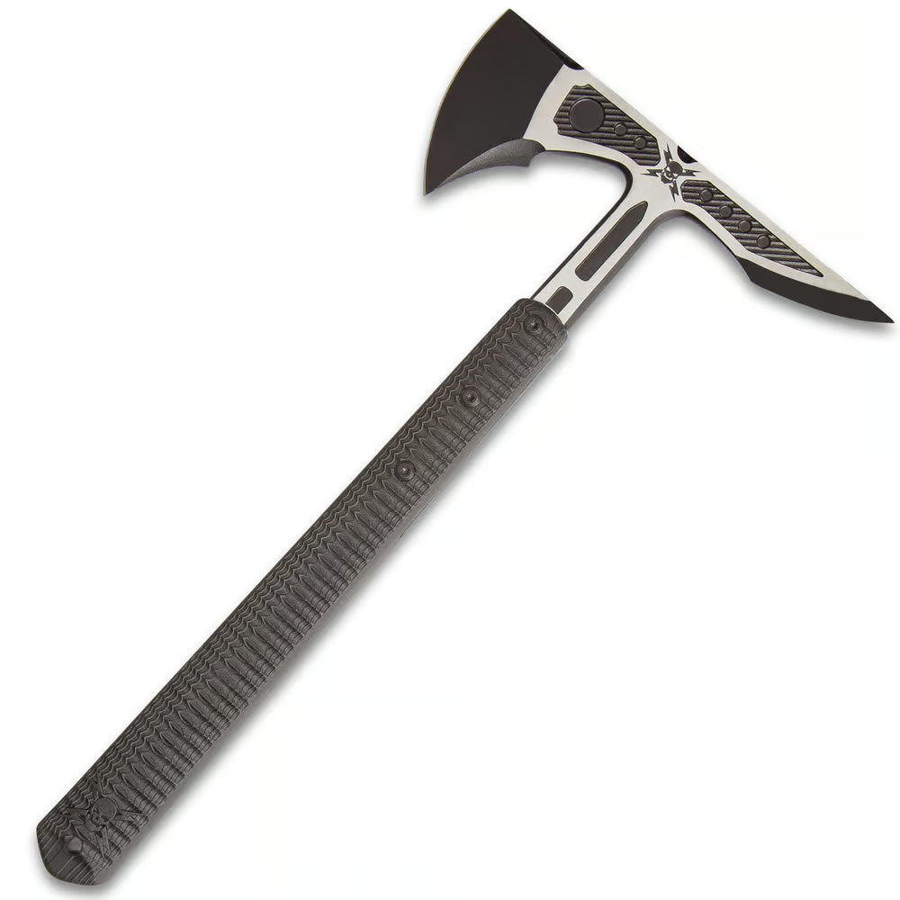 M48 Liberator Infantry Tomahawk With Sheath - Cast Stainless Steel Head, Black Oxide Coating, Injection Molded Nylon Handle - Length 15 3/4” - Tophatter Daily Deals