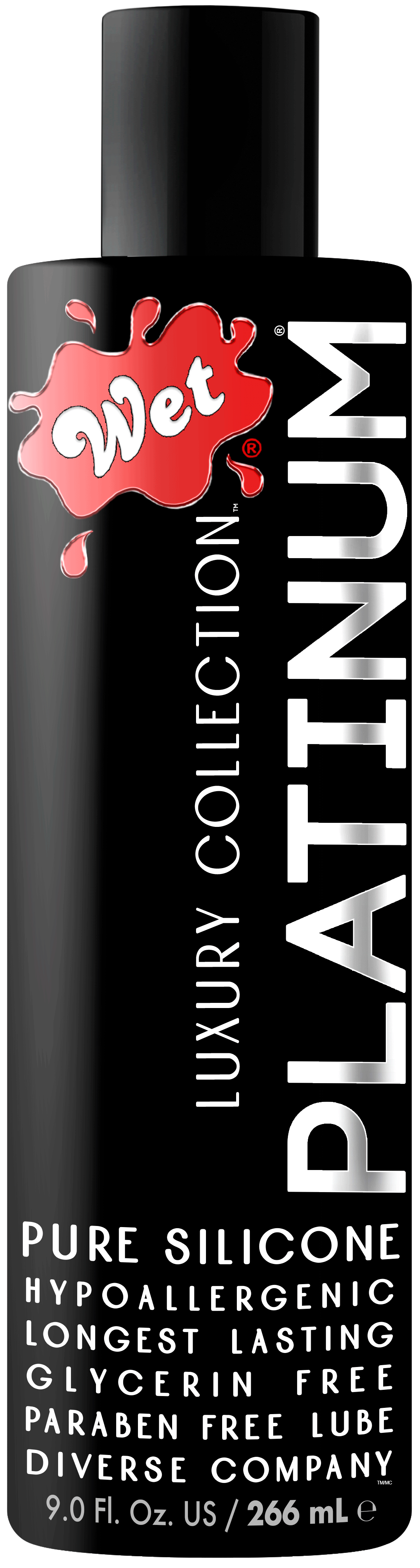 Wet Platinum Silicone Lubricant 9.0 Fl Oz 266ml Luxury Black Bottle > Lube > Silicone - Tophatter Daily Deals