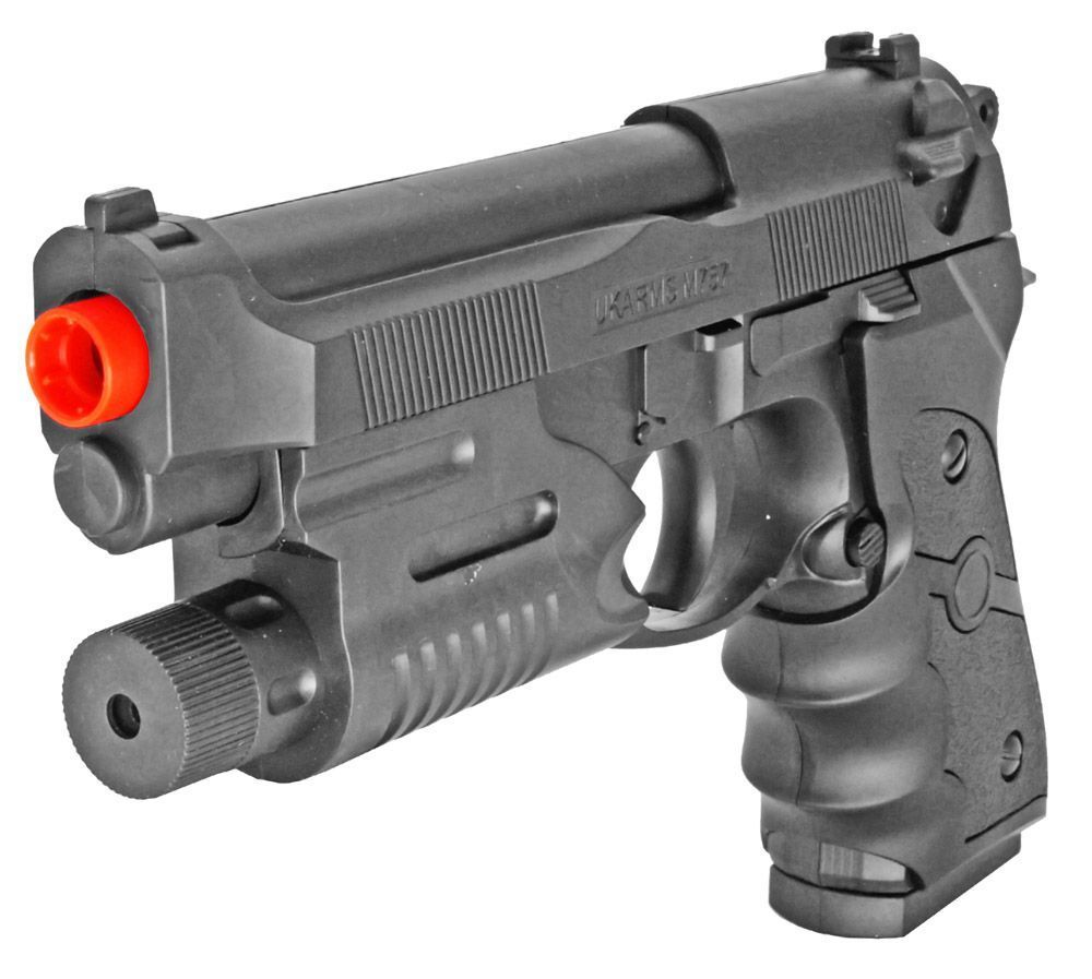 UKARMS M9 Baretta Black Plastic Airsoft Pistol w/ Laser M757R Airsoft-SpringPistol - Tophatter Daily Deals