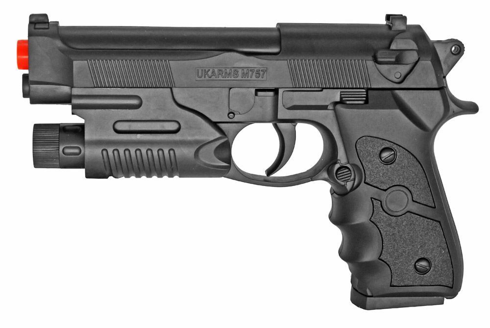 UKARMS M9 Baretta Black Plastic Airsoft Pistol w/ Laser M757R Airsoft-SpringPistol - Tophatter Daily Deals