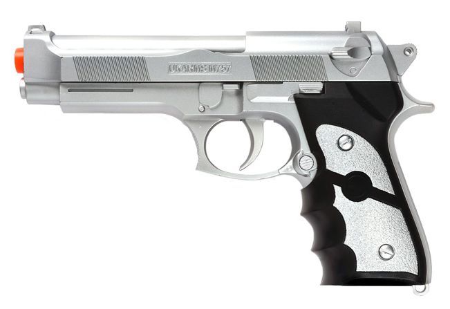 UKARMS M9 Baretta Silver Plastic Airsoft Pistol Spring Handgun M757S Airsoft-SpringPistol - Tophatter Daily Deals