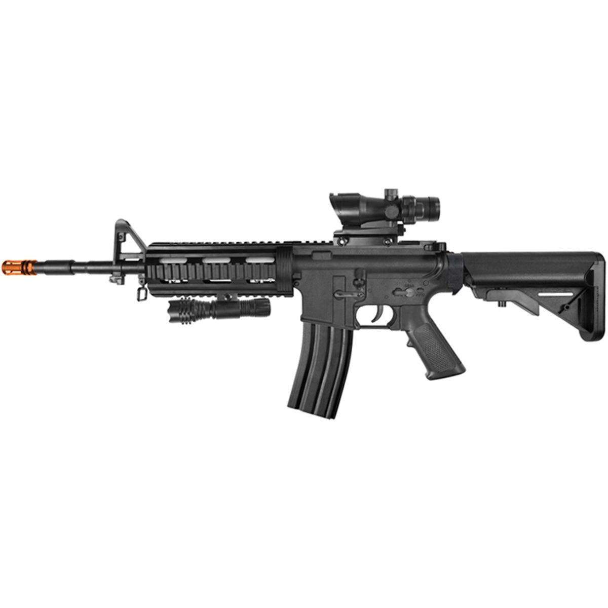 Heavy Weight Large Magazine M4 Airsoft Spring Rifle with Flashlight and Red Dot Sight - TOPHATTER'S ARMORY DEALS Collectible Weapons - Tophatter Daily Deals