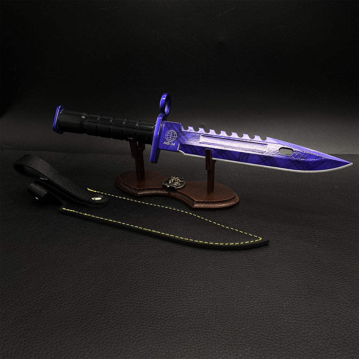 Blunt M9 Bayonet Metal Replicas 26CM/10" Blue & Stand - Tophatter Daily Deals