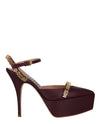 Moschino Logo Lettering Ankle Strap Pumps Purple Footwear - Tophatter Daily Deals