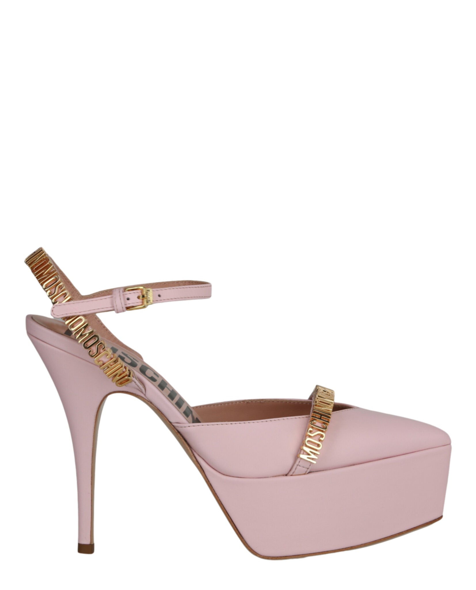 Moschino Logo Lettering Ankle Strap Pumps Pink Footwear - Tophatter Daily Deals