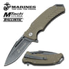 MTech USA US Marines Tan Handle Spring Assisted Knife - Tophatter's Army Products & Self Defense Collectible Weapons - Tophatter Daily Deals