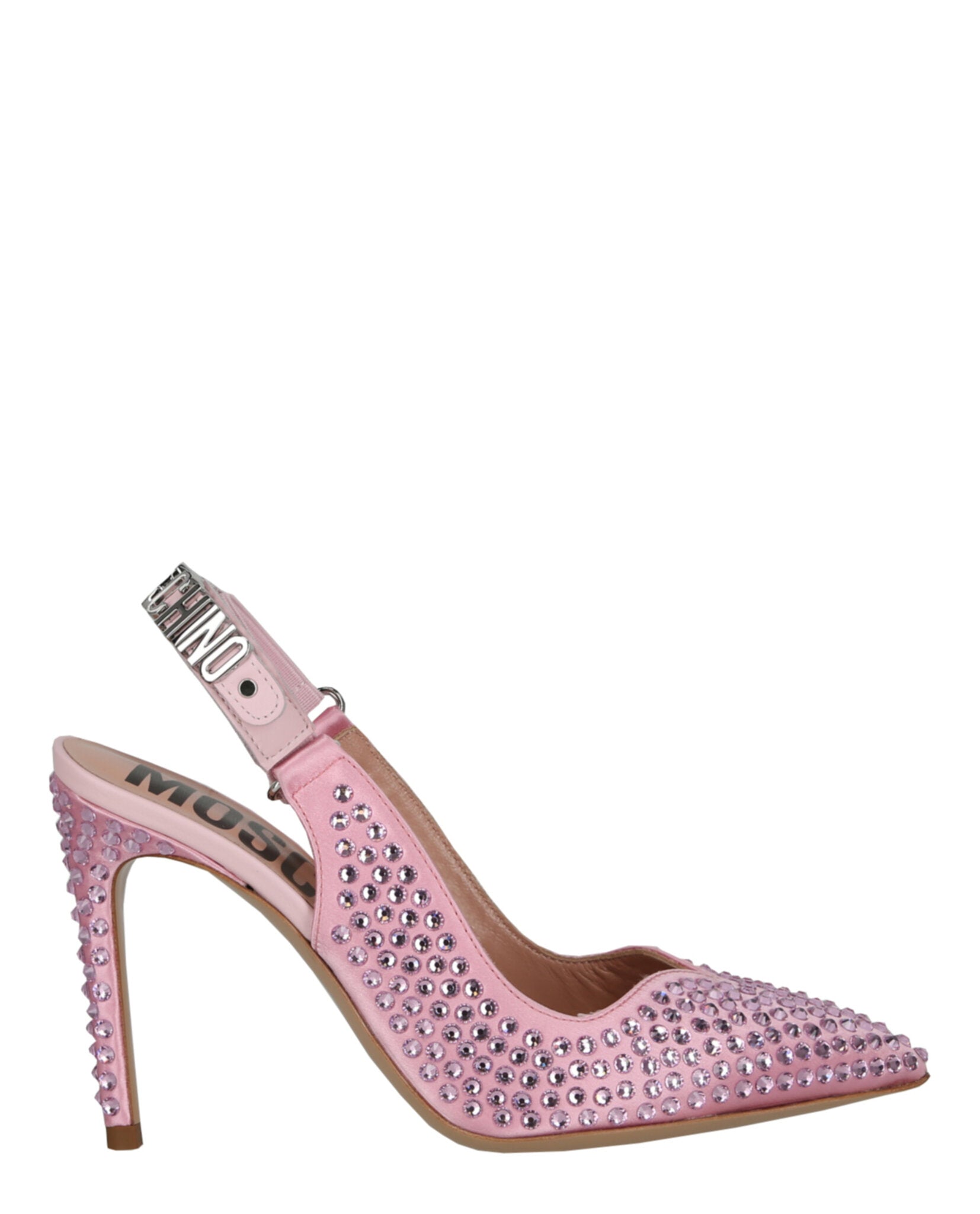 Moschino Crystal Embellished Satin Slingback Pumps Pink Footwear - Tophatter Daily Deals